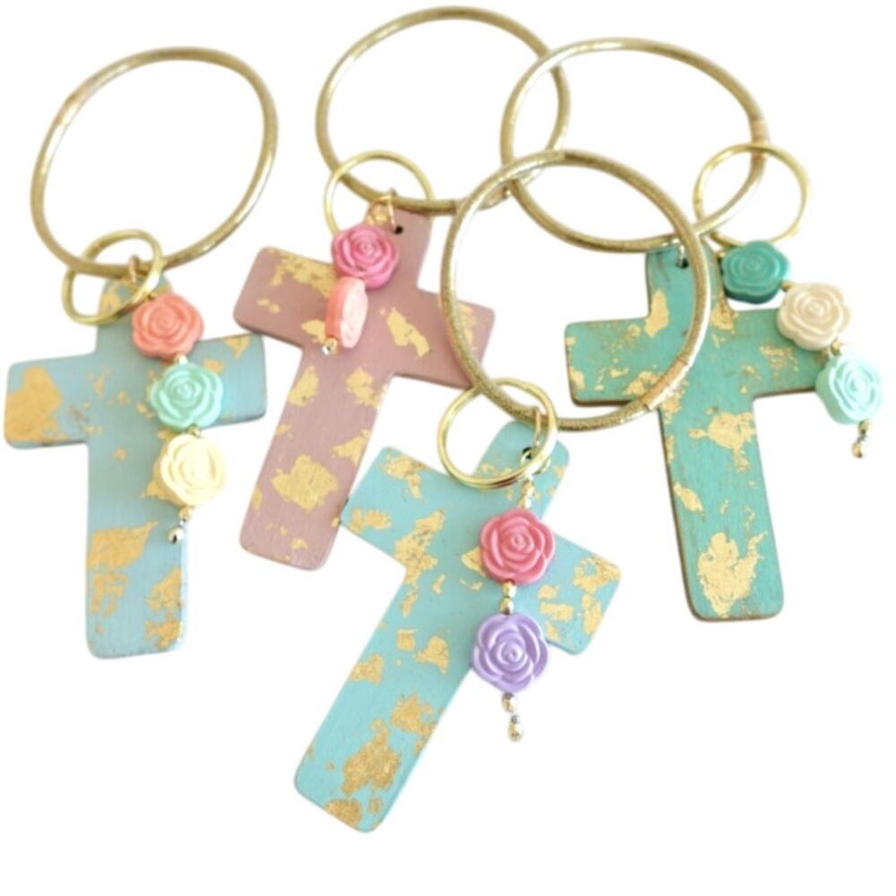 NEW cross keychains with Gold Wrist ring / 3 for $25
